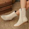 Fashion Elegant Square Heel Boots for Women Comfort Pointed Toe Mid Heel Ankle Boots Woman 2025 Plus Size Faux Suede Booties Female