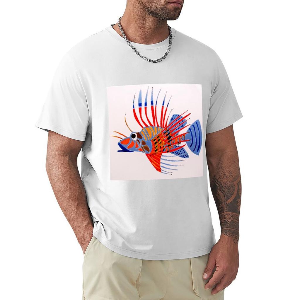 Lion Fish T-Shirt Heavyweights Plain Short Sleeve Tee Vintage T Shirts Men T Shirt