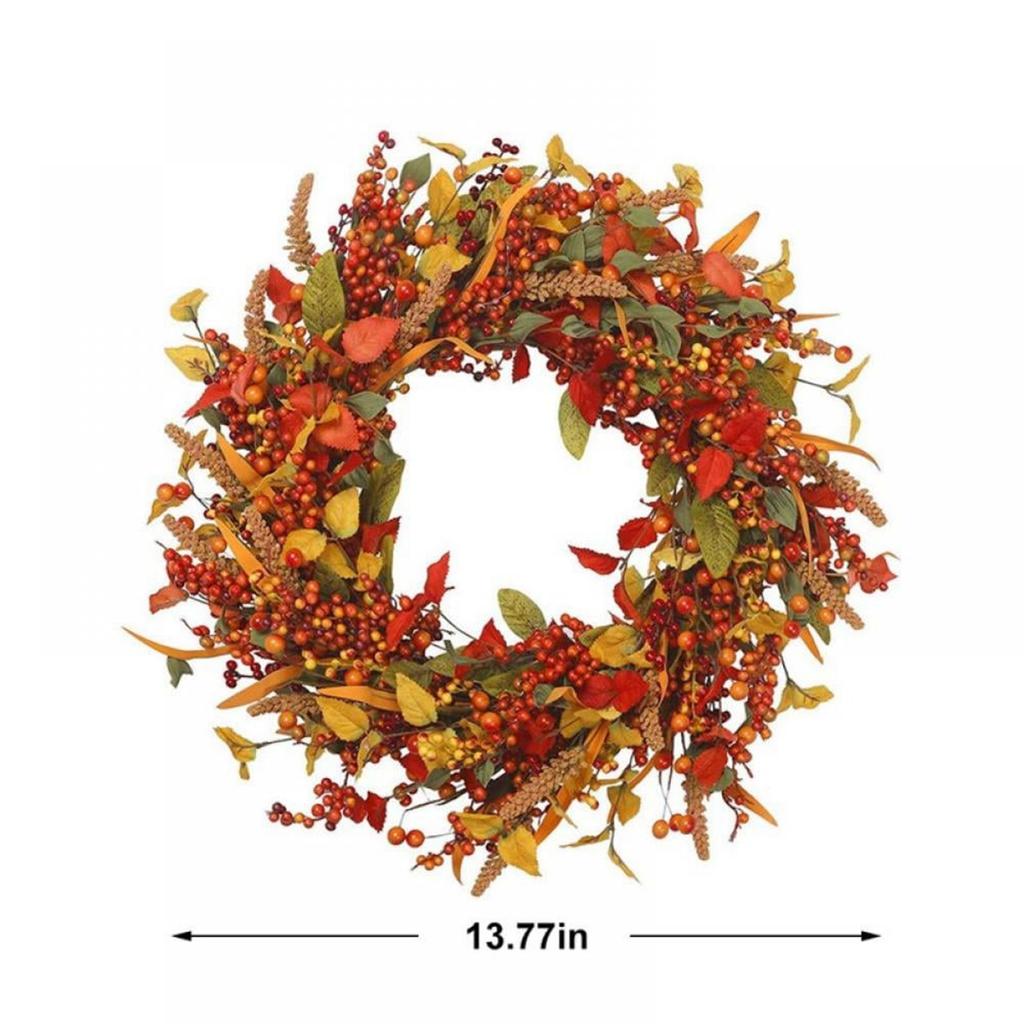 Farmhouse Fall Wreath For Thanksgiving Harvest Season Front Door Decor With Berry Vine Circle Flower Eucalyptus Leaves Hanging