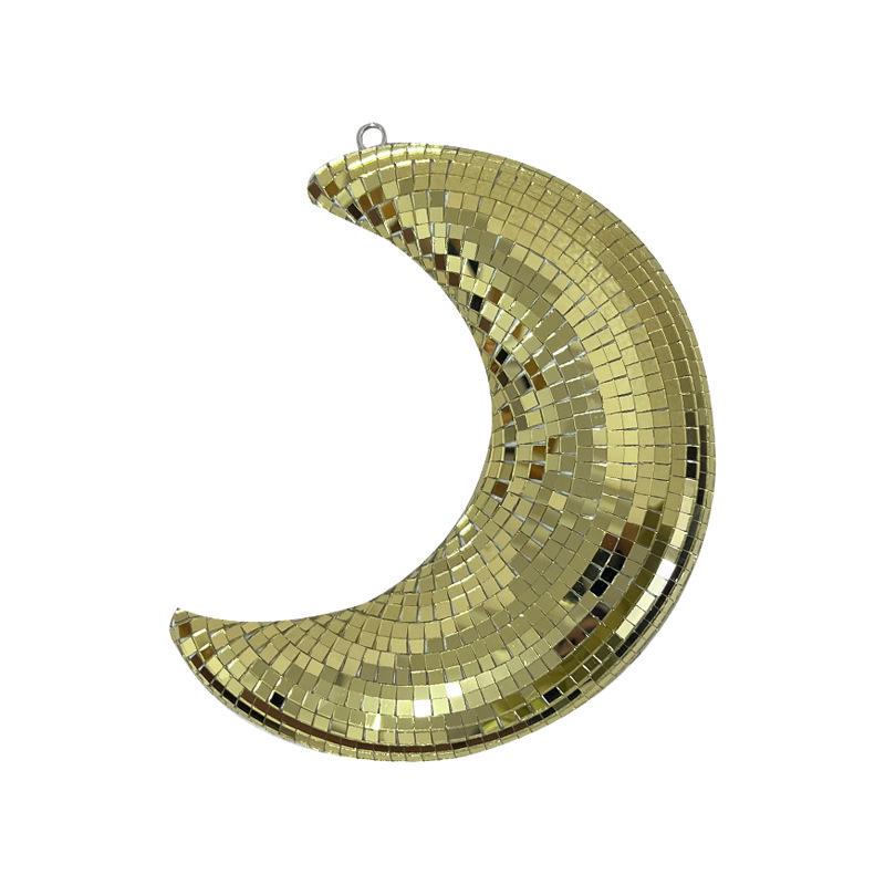 Retro Disco Moon Pendant - Reflective Party Decor