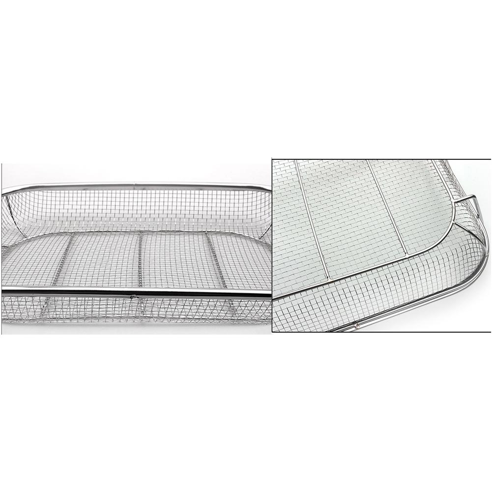 Basket For BBQ, Fruits Veggies With Handle Stainless Steel Square Multifunctional Basket 42.5*28*10.5cm For Kitchen And Barbecue