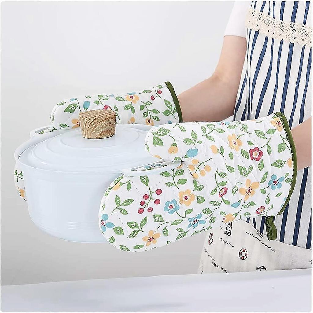 1 Pair Oven Gloves, Heat Resistant Oven Gloves, Non-Slip Insulated Gloves for Grilling, Cooking, Bak