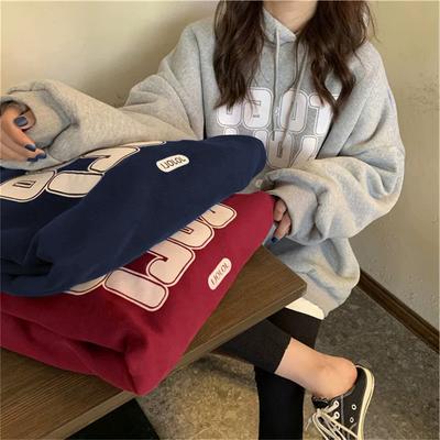 Hooded Sweater Women's Autumn and Winter Fleece Thickened Loose Lazy Style Versatile Top Jacket
