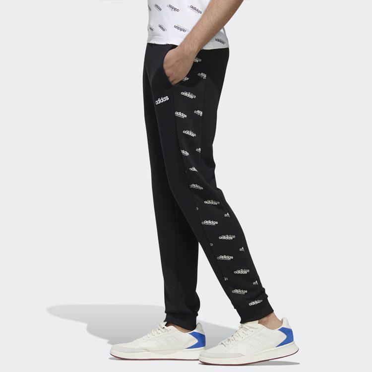 Adidas Knitted Sweatpants Men's Black Moderate Cuffed Pants FM6076