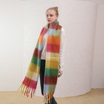 Winter Warm Plaid Scarf - Thick Tassel Wool Imitation for Men & Women