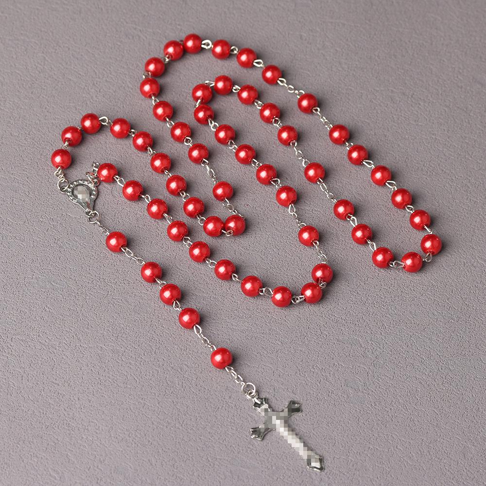 Disponibile: Collana Rosario con Perle di Vetro e Croce