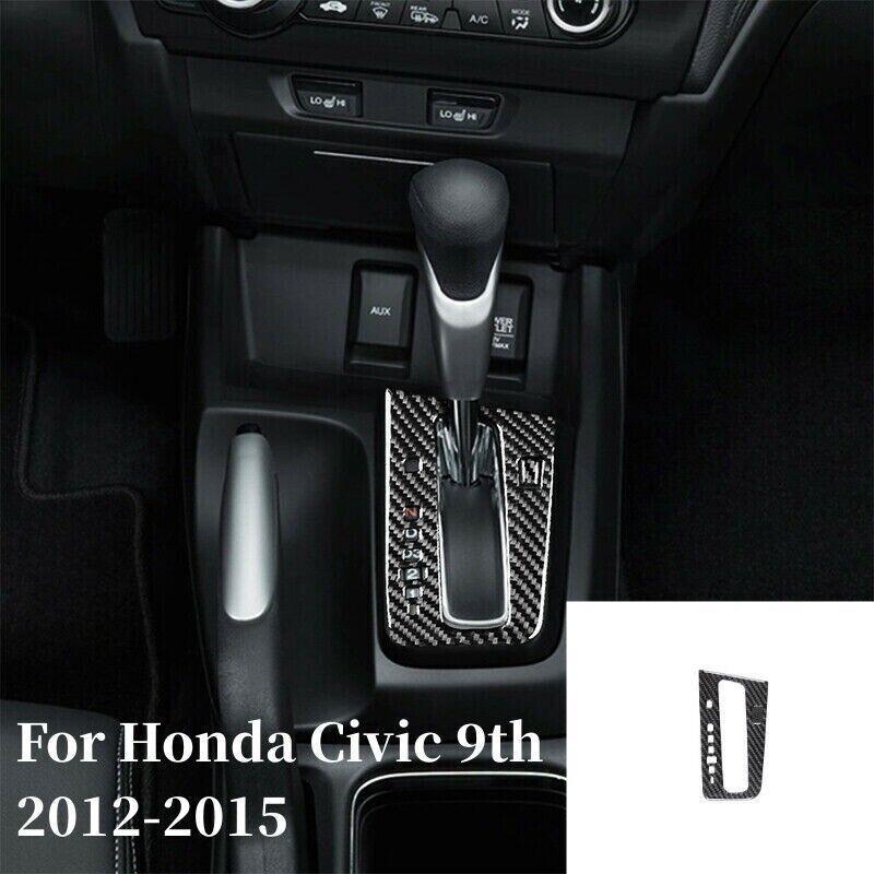 Carbon Fiber Car Gear Shift Panel Cover Trim For 2012-2015 Honda Civic 9th Black