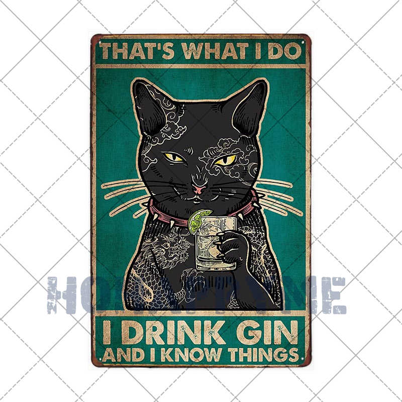 Lustiges Katzen-Vintage-Metallschild, Teller, Dekoration, Hausmalerei, Wohnzimmer, Tierhandlung, Poster, Wand, Retro-Dekor, Kunstplakate, 20 × 30 cm