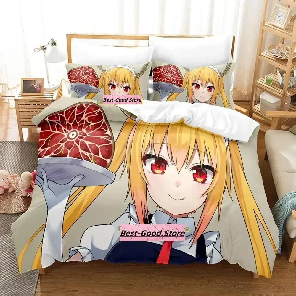 Mis Kobayashi's Dragon Maid Beding Set Printed Bed Linen Set With Pilowcase Bed Soft Duvet Cover Soft Quen Super King-Sized Dimensionsd Dimensions