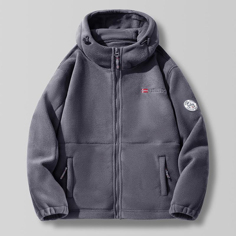 Men's Upgraded Hooded Fleece Jacket for Autumn/Winter: Thick, Trendy, and Perfect for Norwegian Outdoor Trade Orders