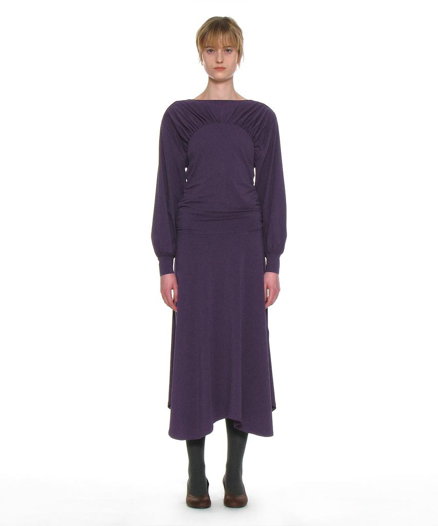 Partimento Woman Shirred Jersey Asymmetrical Dress_Plum