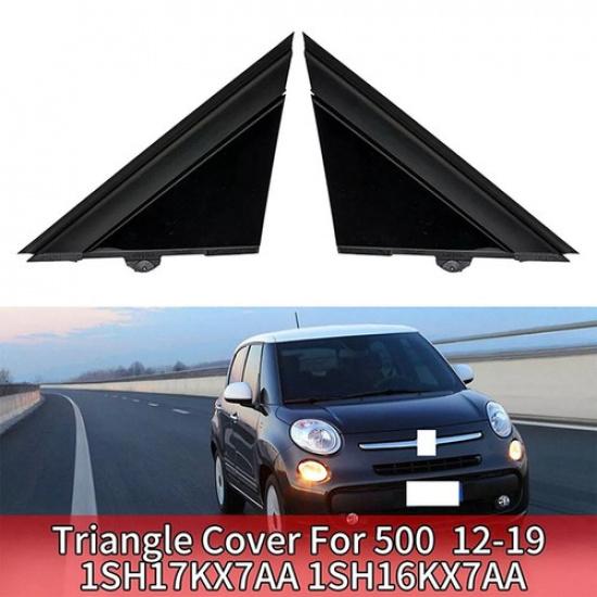 New Pair Rear View Mirror Triangle Plate Trim Gloss Black For 2012- FIAT 500