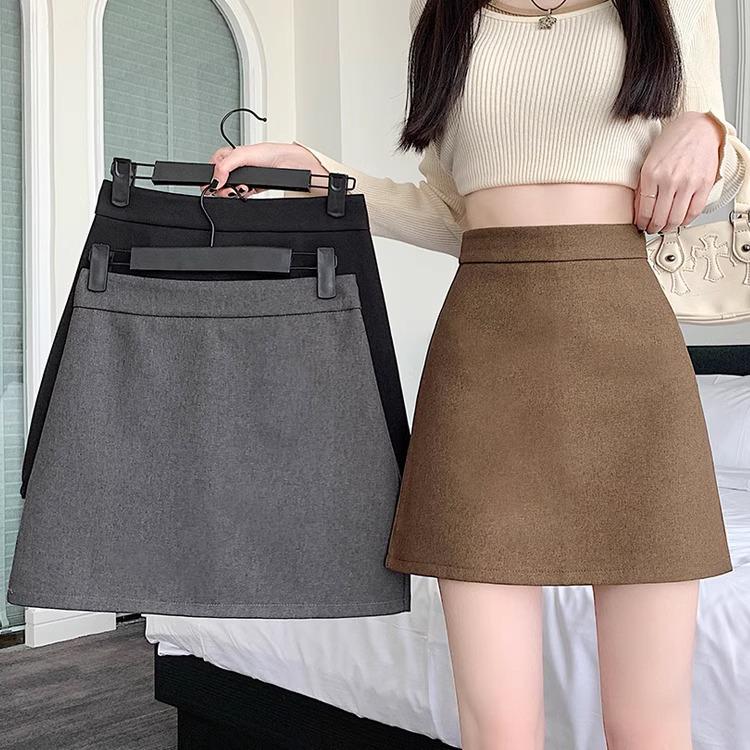 

Women s Autumn/Winter Woolen High-Waist A-Line Bodycon Midi Skirt M