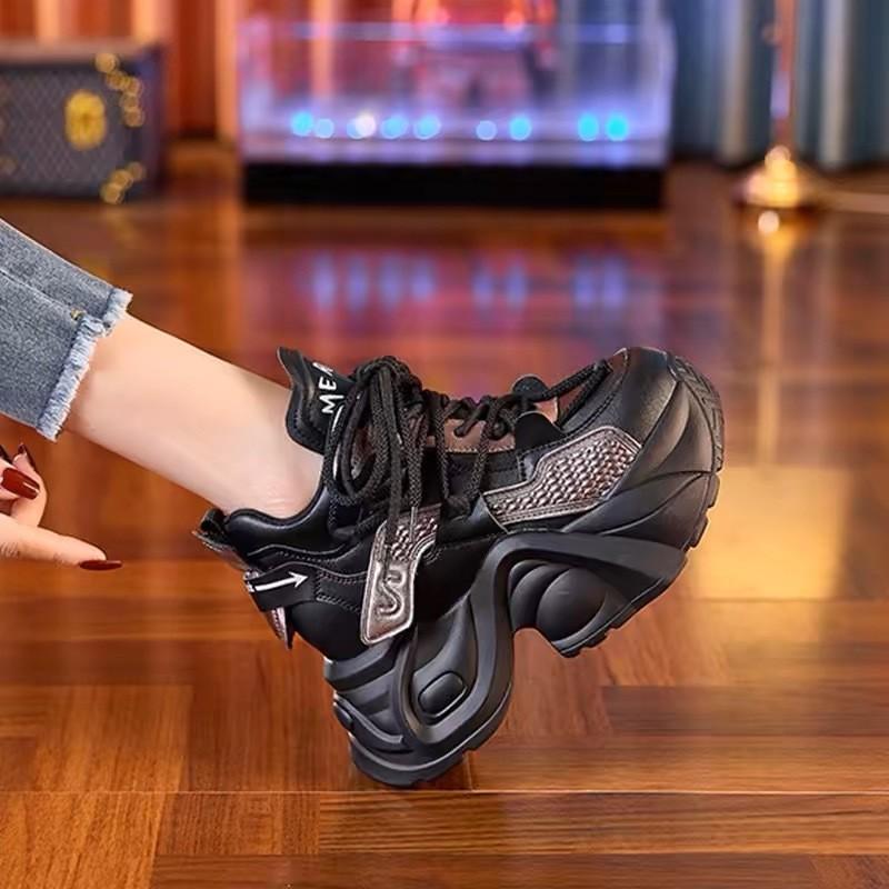 Platform Dad Shoes Women's 2025 Autumn New 10cm Small Inner Height Increase Women's Shoes Versatile Sports and Leisure Shoes
