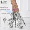 Fashion 20cm European and American Sexy Pattern Super High Heels Model Nightclub Performance Pole Dance Ankle Boots Large Size