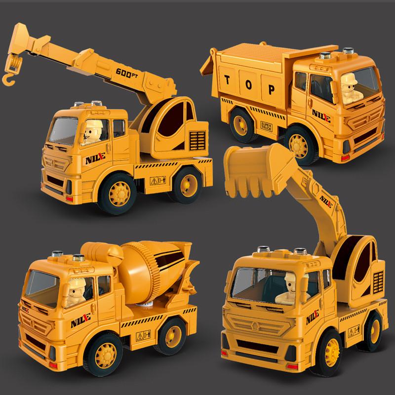 Plastic Vehicle Engineering Toy With Inertial Motion And Action Features For Kid