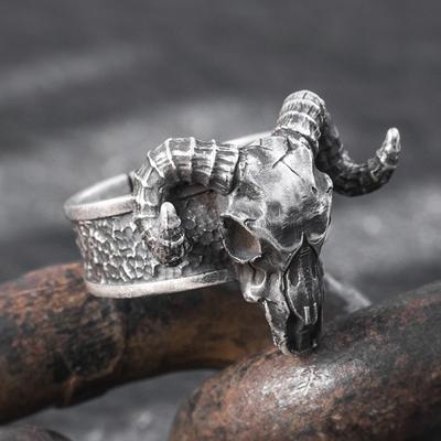 Vintage Retro Punk Kurukafa Şeytan Boynuzu Yüzükler Erkekler Kadınlar Çiftler İçin Kişilik Yüzüğü