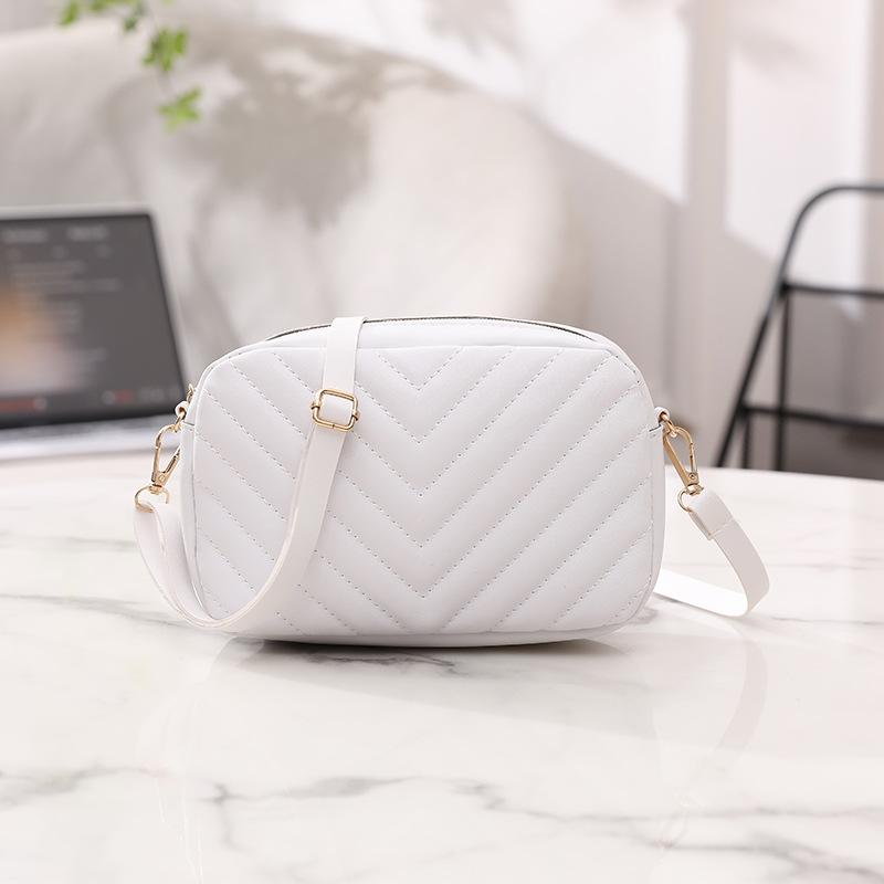 Women's Bag New Fashion Casual Bag Embroidery Thread Solid Color Messenger Bag Wave Pattern Shoulder Bag One Piece