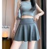 Gray Double-layer Pleated Skirt for Women In Summer New Style Slim Korean A-line Short Skirt with Lining College Style Yoga Skirt Pants