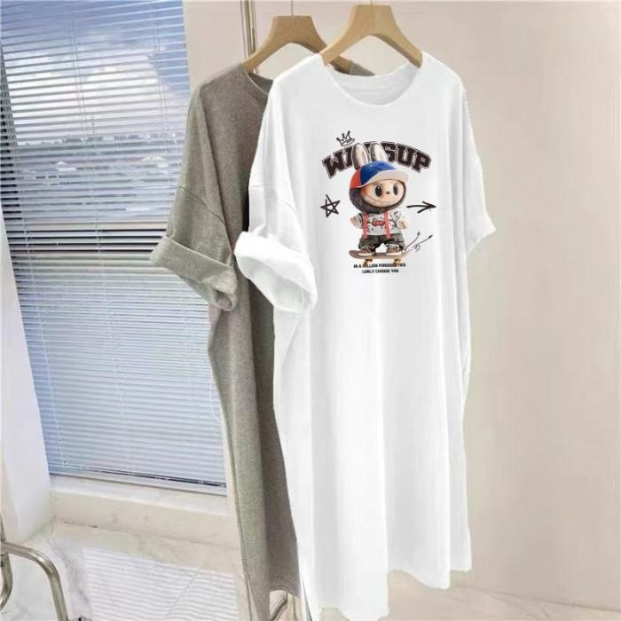 

Летняя новая футболка, юбка, женское длинное платье большого размера, свободная ночная рубашка до колена 4XL