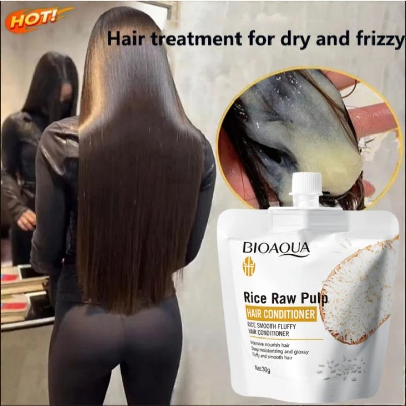 Rice Puree Hair Conditioner 30G Per Bag Hair Strengthening Split Ends Repair Nourishing Smoothing Brightening for Dry Hair