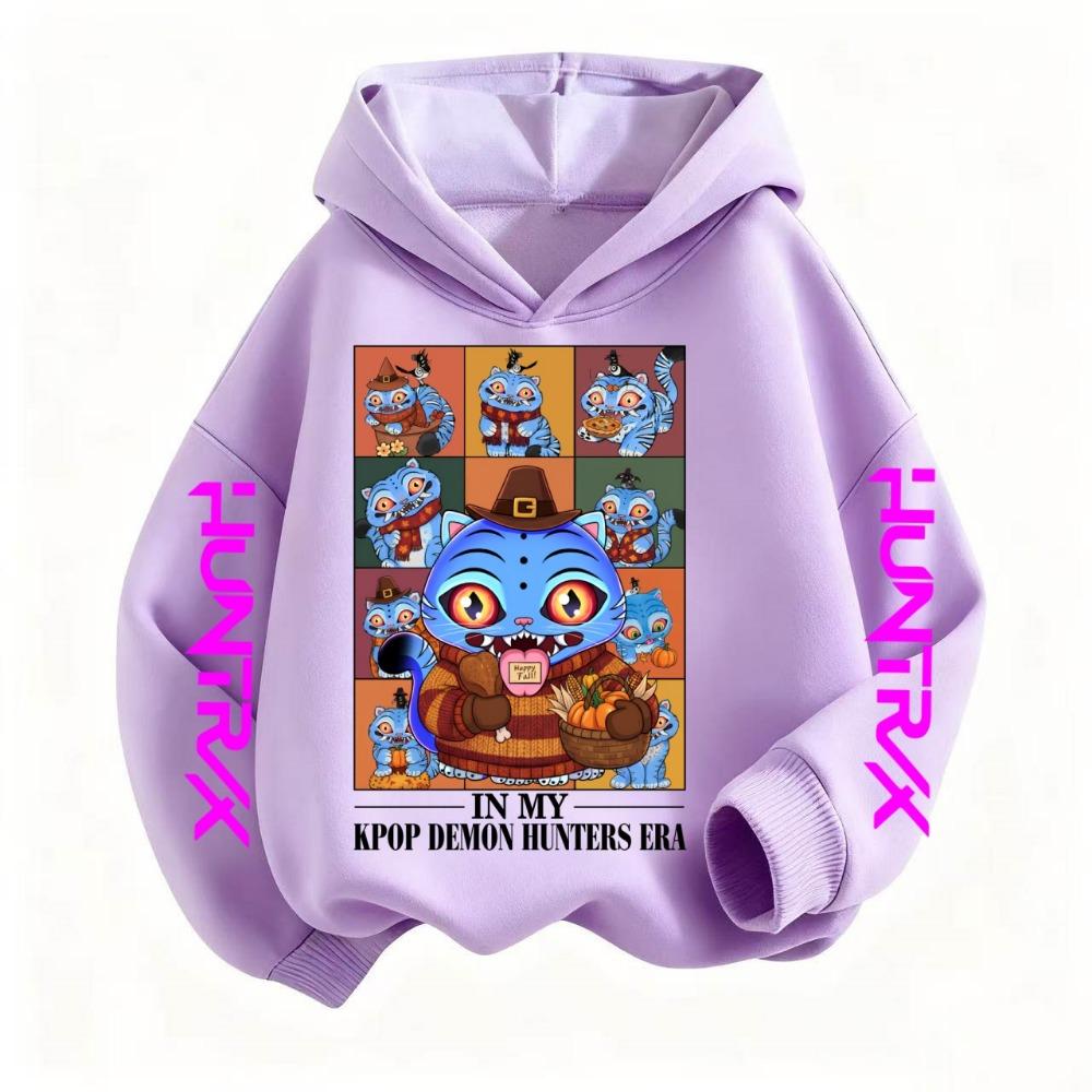 2025 Autumn/Winter Children's Sportswear Girls' Casual Top Sportswear Printed Kpop Devil Hunter Hoodie