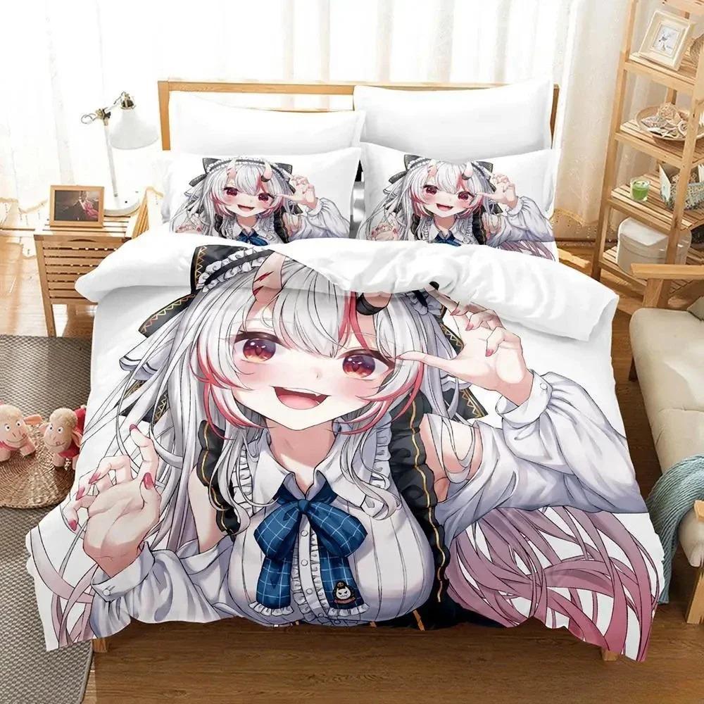 3D Nakiri Ayame Bedding Set Single Twin Full Queen King Size Anime Duvet Cover for Adult Kid Bedroom