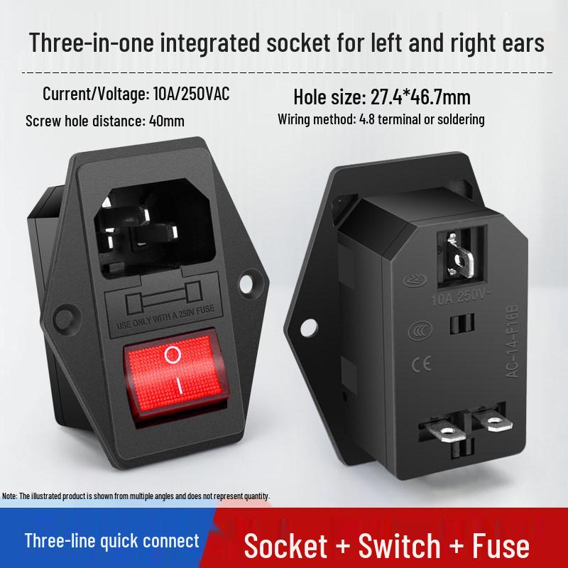 Integrated Power Socket with Male/Female Plugs, Switch, and Charging Port for Industrial Cabinet
