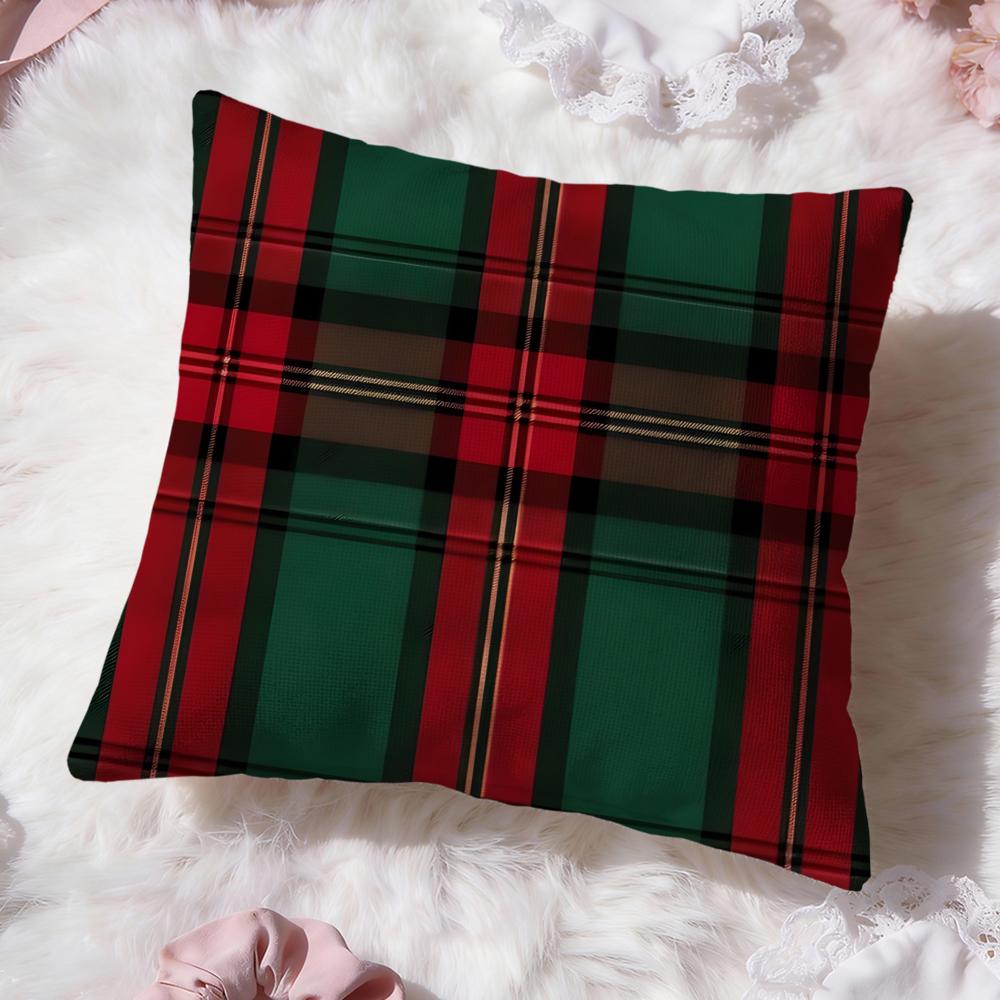 Popular Christmas Plaid Cushion Cover Soft Washable Pillow Case Multi-Scene for Couch Bed Travel Office Use