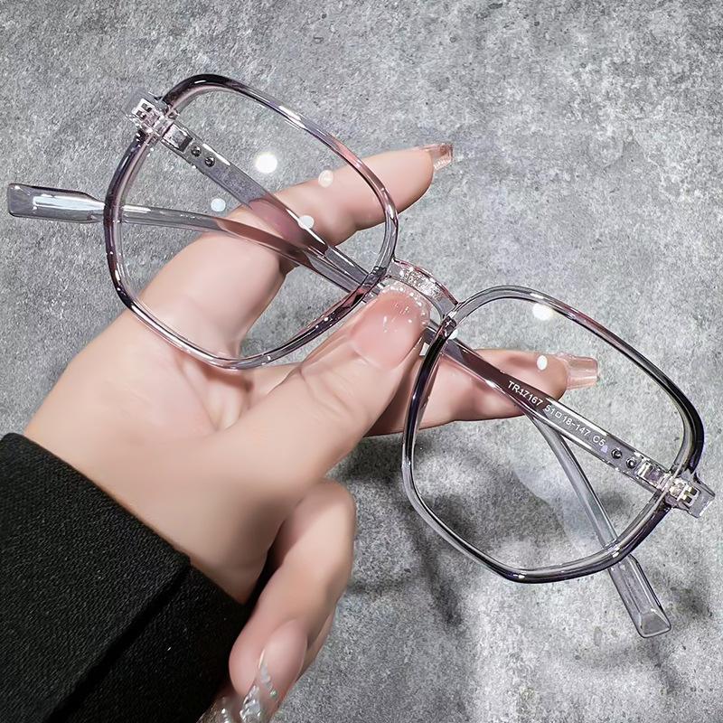 Retro Large-frame Personalized Anti-blue Light Glasses for Women, Fashionable TR90 Glasses Frames for Men, Simple Frames