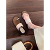 French Retro One-word Toe Slippers Women's Outerwear 2025 New Fashion Versatile Skirt Beach Slippers