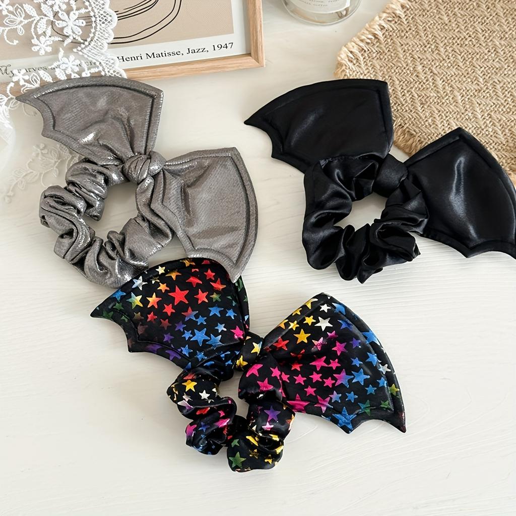 1pc Black Bat Wing Hair Tie Halloween Party Hair Accessory Bat Bow Scrunchie Women's Holiday Hair Accessory
