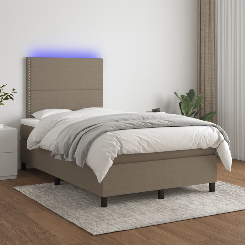 Vidaxl Letto Continentale Con Materasso, Taupe, 120X190 Cm, Tessuto