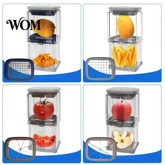 Einfacher Gemüseschneider Pommes Frites Schneider, mit sichtbarer Box großer Kapazität, Edelstahlklingen Handheld Schneider Schnelles Schneidwerkzeug, für die Küche