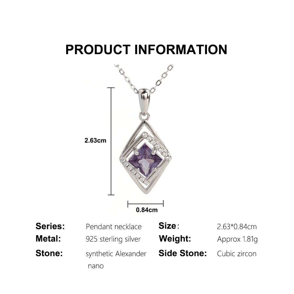925 Sterling Silver Pendant Necklace Synthetic Color Change Alexander Fine Jewelry for Women and Girls Daily Wear
