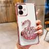 KEYSION Shockproof Plating TPU Phone Case for TECNO Spark Go 2 Pop 10 Glitter Jewelled Swan Kickstand Cover for Infinix Smart 10