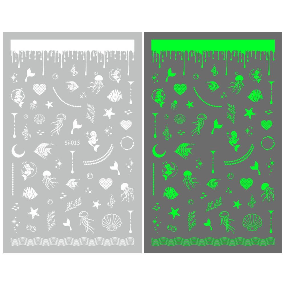 2026 Luminous Green & Blue Nail Stickers for Professional Salons - White-Enhancing Style