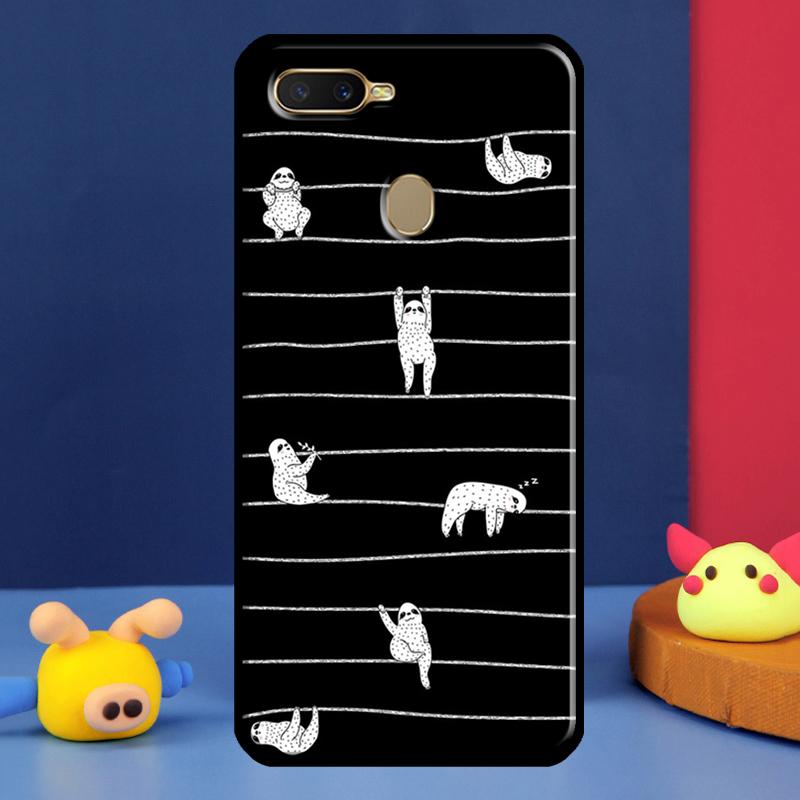 Sloth Cute Animal Case For Oppo A98 A78 A58 A15 A16 A17 A5 A9 A91 A52 A72 A76 A96 A74 A94 A54 S A57 A77 Cover