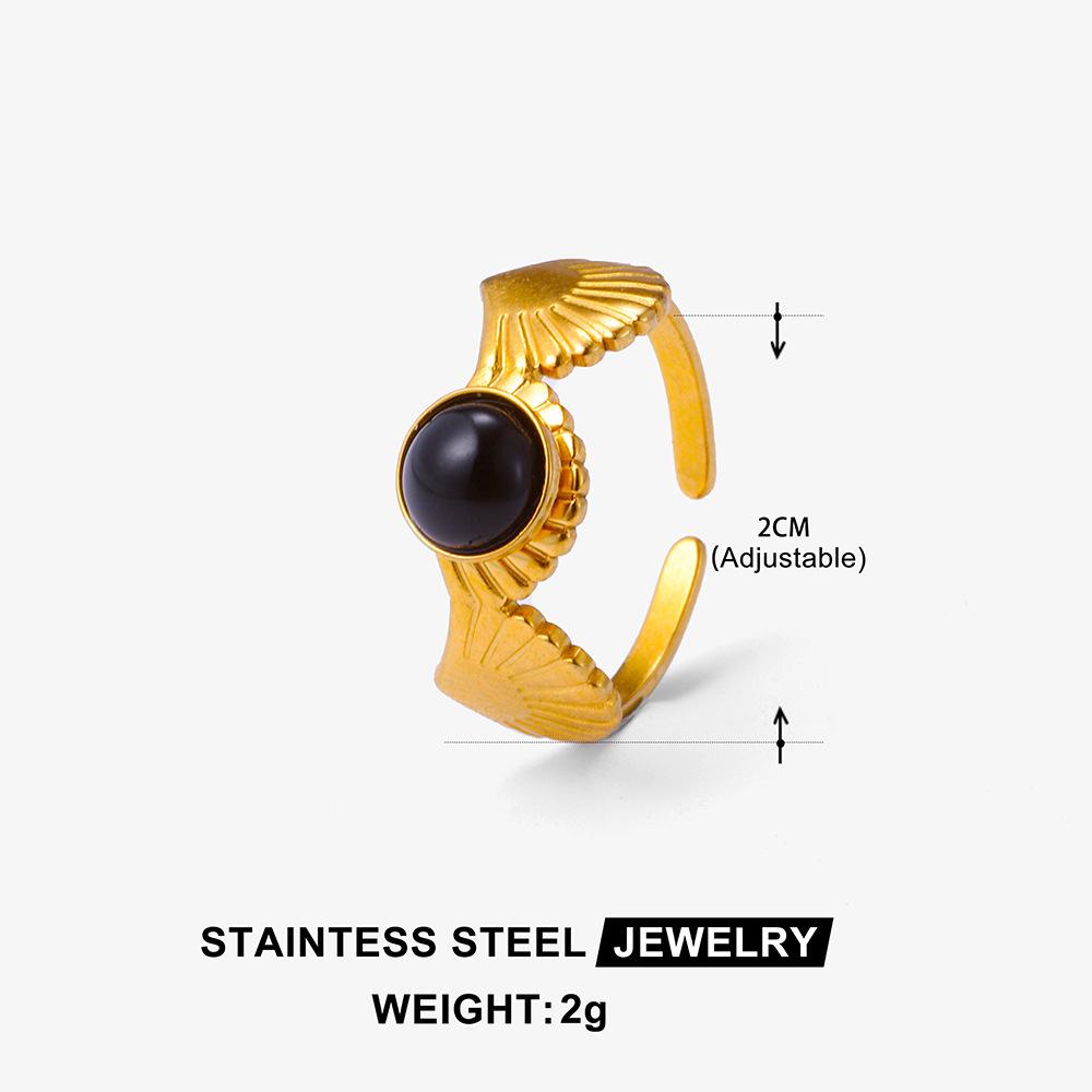 Middle East Titanium Steel Ring Female Turquoise Geometric Non-Fading Stainless Steel Ring