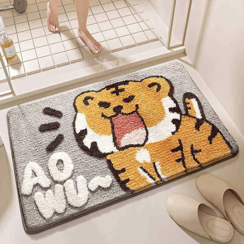 Cartoon Faux Cashmere Washable Door Mat - Dirt-resistant & Water-absorbing Bathroom Floor Mat