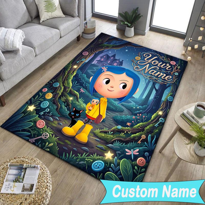 Custom NameMystery Coraline's World Carpet, Indoor Rug, Chair Rug, Living Rooms, Doormat Made From Polyester Home Decor Birthday Christmas Gifts