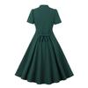 GMXIA Retro Sexy V-neck High-waisted Single-breasted Elegant Slim Dress