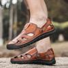 Mode Britischer Stil Trendige Herrensandalen Handgefertigte Sohlen Leichtgewichtige Outdoor-Strandschuhe Vielseitige Tägliche Herren Leder Freizeitschuhe