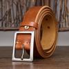 Belt Men's Stainless Steel Buckle Tea Core Leather Thickened First Layer Leather Simple All-Match Casual Jeans Belt Men's