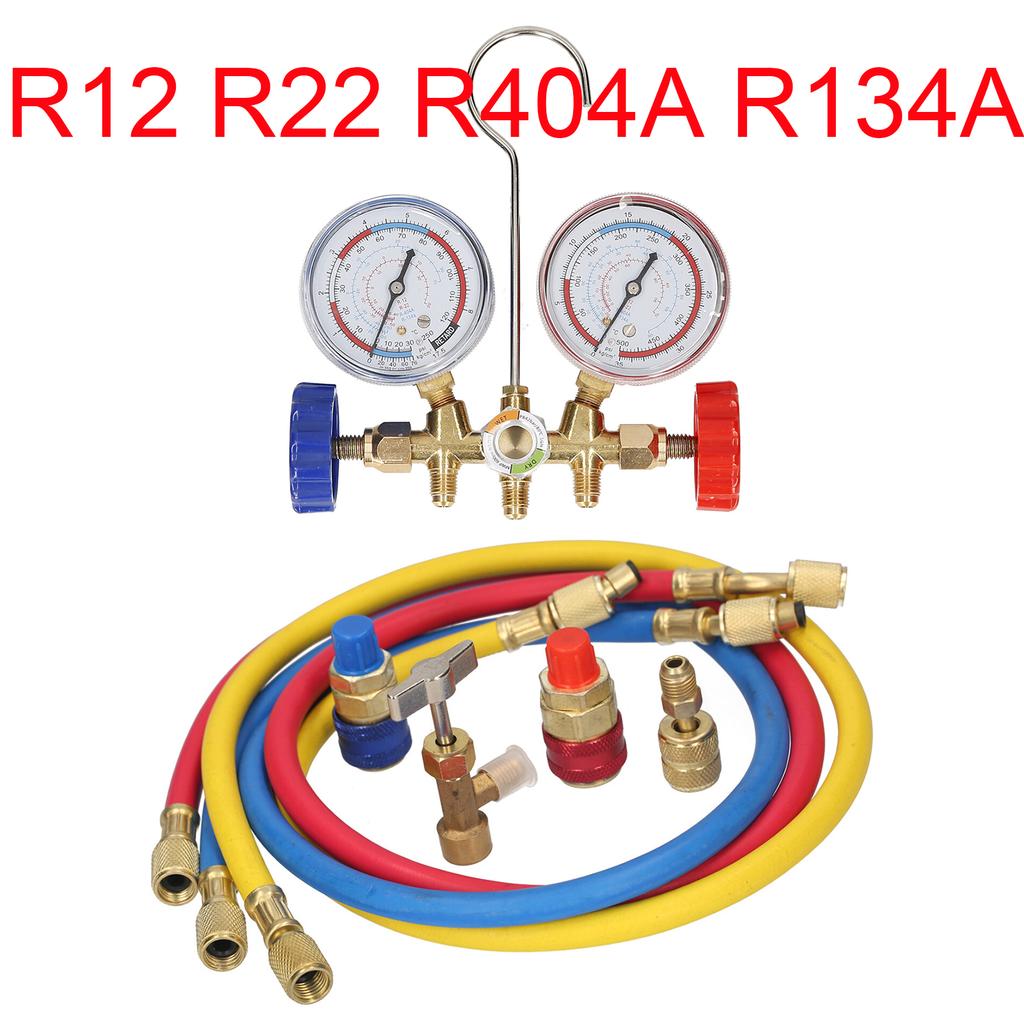 For R12 R22 R404A R134A Refrigerant Manifold Gauge SET Air Condition Refrigeration Set Air Conditioning Tools Hose and Hook