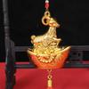 1PcsChinese New Year Golden Goat Hanging Decorations With Lucky Fu Elements Red Tassels For Spring Festival Home Wall Car Decor