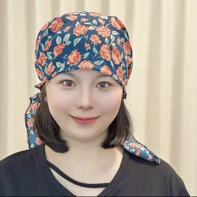 Sun Protection Floral Hat Thin Material Floral Pattern Ribbon Hat Ribbon Design Hair Covering Hat Outdoor Activities