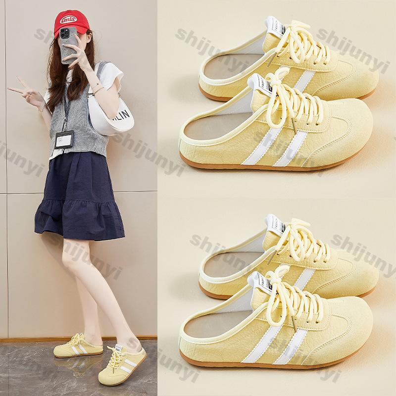 Damenschuhe 2026 Sommer Neue Mode Bequem Rutschfest Schnürung Halb-Slipper Atmungsaktiv Absatzsteigerung Plateau Freizeitschuh