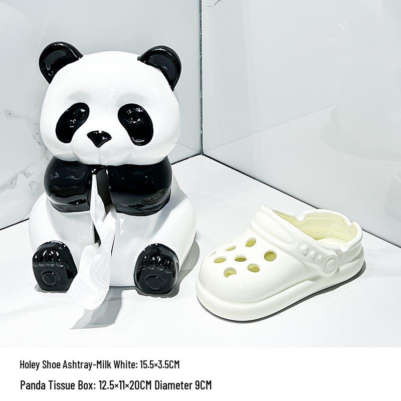 Panda Ceramic Tissue Box Holder - Creative Cartoon Napkin Dispenser for Living Room Decor