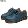 First Layer Low-top Small Leather Shoes Women's Leather Crazy Horse Blue Large Size Short Boots Round Head Men's and Women's Couples Leisure Workers